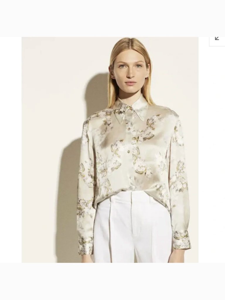 Vince Hazy Blossom Silk Button Down Shirt